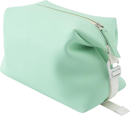 6"x 9.84" 4.5L Large Silicone Toiletry Bag,Waterproof Leakproof Foldable Travel Organizer,Dopp Kit Alternative for Men & Women,Turquoise Blue