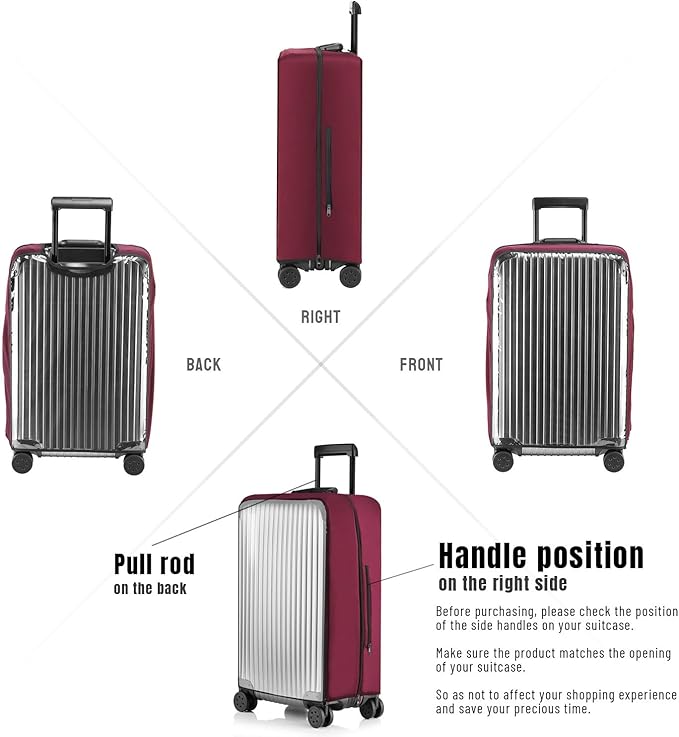 No Disassembly Suitcase Covers for Luggage - 22 Inch Clear Luggage Cover Protector, Red PVC Luggage Protector Suitcase Cover
