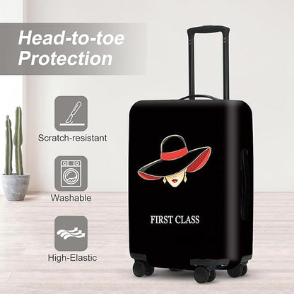 Fashion Women Silhouette Luggage Cover, Black & Red First Class Design Waterproof Suitcase Protector, Stylish Anti-Scratch Travel Case