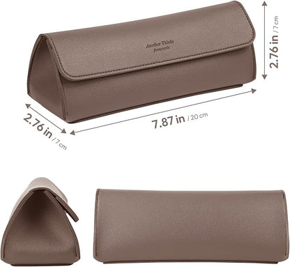 carrotez Stylish PU Leather Makeup Bag: Versatile Travel Toiletry Bag & Cosmetic Pouch, Small Makeup Organizer for Purse Essentials, Ideal Makeup Brush Holder & Sunglasses Case for Women - Cocoa Brown