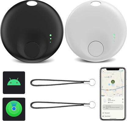 Mini Bluetooth Tracker, Air Tracker Tags for Android &iOS, Key Finder with Sound,Compatible with Google Find My Device and Apple Find My,Tracks Keys,Wallets,Luggage,Pets,No Subscription(Black+White)