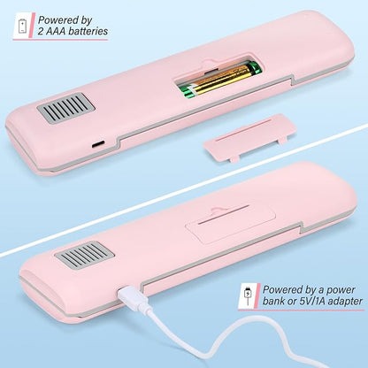 YourMate Toothbrush Sanitizer Case Travel Toothbrush Covers Case for Houshold and Traveling Power by AA Battery or USB-C Pink