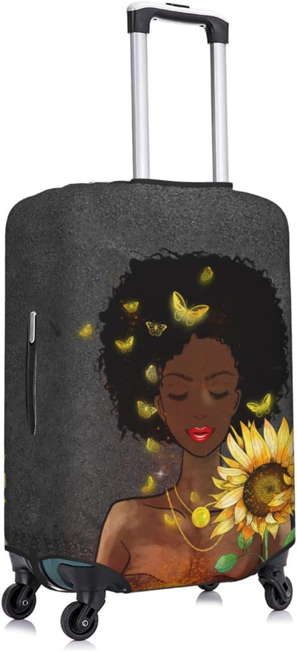 Travel Luggage Cover Suitcase Protector Washable Baggage Covers With Concealed Zipper Suitable For 18-32 Inch X-Large African American Black Girl