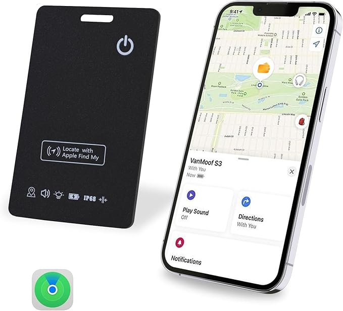 [Apple MFi Certified] LBPRT Air-Tag Card Rechargeable Wallet Tracker Thin 1.6mm, Item Finder Work with Apple Find My APP (iOS Only, Android not Supported) Smart Locator for Luggage Suitcase, Purse,Bag
