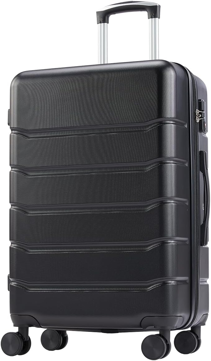 NEWBULIG 20 Inch Carry on Luggage, Lightweight Expandable Rolling Suit Case with TSA Lock, Hard Shell ABS Suitcase with Double Spinner Wheels, Black