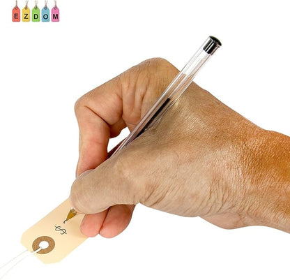 Paper Tags with Strings Attached Elastic- #1, 2 3/4” x 1 3/8”, Box of 500 Manila Shipping Label Tags with Elastic String and Reinforced Hole