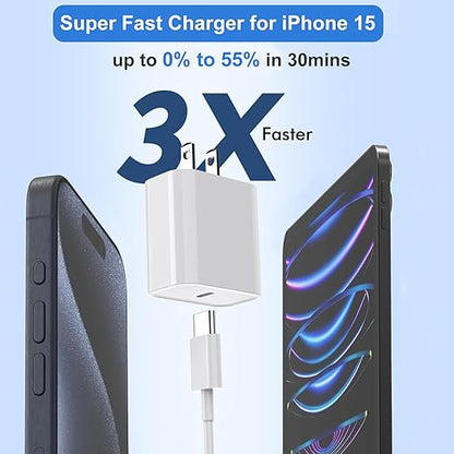 iPhone 15 Charger,iPhone 15 Charger Fast Charging,20W Type C USBC ChargerBlock 6FT USB C to USB C Cable Cord Compatible iPhone 16 Pro Max/15 Plus,iPad Pro 12.9/13/11-inch, iPad mini 6, iPad Air 4/5
