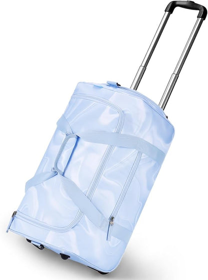 Choco Mocha Girls Fluids Babyblue Suitcase with Wheels Kids Purple Rolling Duffle Bag for Camping Teen Girls Toddler Luggage Bag for Travel, 22inch