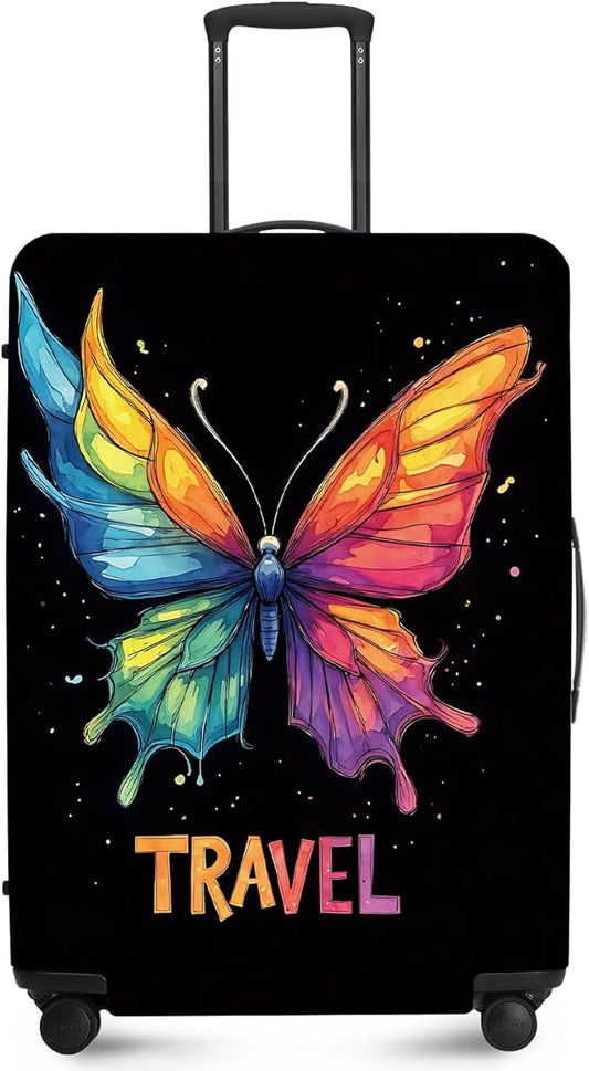 ANNA QUEEN Travel Butterfly Luggage Cover Suitcase Protector Suitcase Cover Anti-Scratch,Stretchable Bag Cover Washable Durable Polyester with Elastic Hem with Zipper Closure