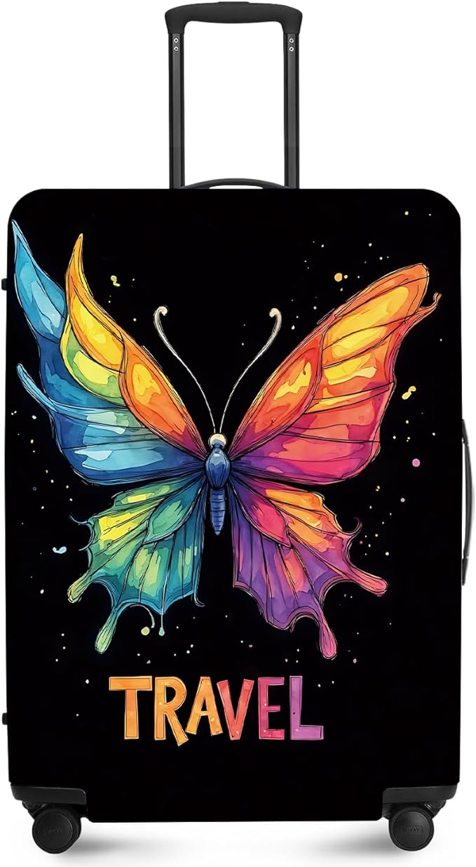 ANNA QUEEN Travel Butterfly Luggage Cover Suitcase Protector Suitcase Cover Anti-Scratch,Stretchable Bag Cover Washable Durable Polyester with Elastic Hem with Zipper Closure