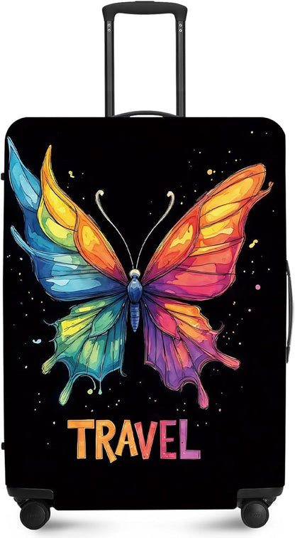 ANNA QUEEN Travel Butterfly Luggage Cover Suitcase Protector Suitcase Cover Anti-Scratch,Stretchable Bag Cover Washable Durable Polyester with Elastic Hem with Zipper Closure