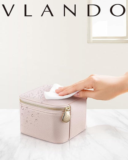 Vlando Jewelry Box with 6 Velvet Jewelry Bags Travel Jewelry Storage Box for Women Girl Jewelry Organizer Necklace Rings Earrings Bags Wedding Gifts Christmas Gifts for Women(Pink)