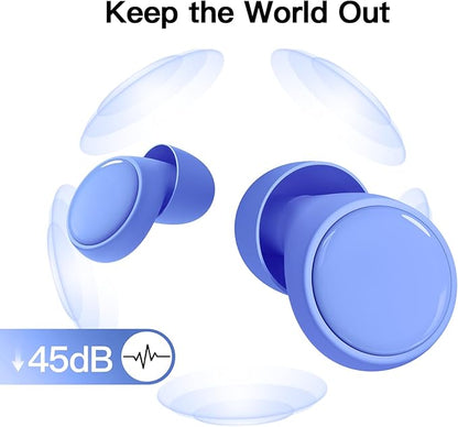 Ear Plugs for Sleeping Noise Cancelling, 45dB Noise Reduction Earplugs for Sleep, Concert, Snoring, Parenting & Noise Sensitivity Relief, Hearing Protection Reusable Earplugs with 8 Soft Tips Blue