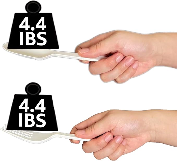 MISISIPI [7In 200Pcs] 100% Compostable Forks and Spoons Utensils Cutlery Silverware Heavyduty Eco-friendly Disposable Plastic free Forks and Spoons Utensils Cutlery Silverware for Party BBQ Lounge