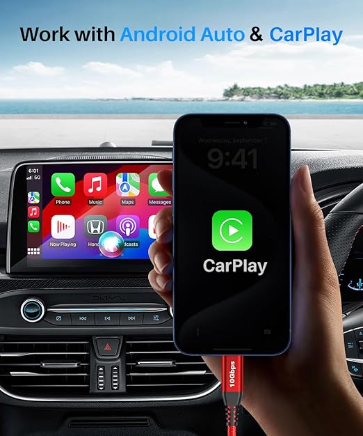 LDLrui USB C Cable 10Gbps Data Transfer [6ft, 3Pack], Braided USB 3.2 Gen 2 USB A to Type C Charger Cord 3.1A Fast Charging for iPhone 16 Pro Max Car Play, Samsung Galaxy S24/S23 Android Auto Red