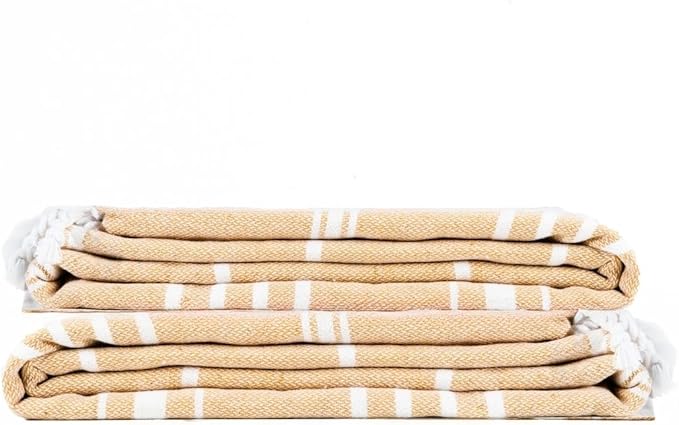 Cotton Turkish Beach Towel with Towels Oversized 36"x72" Pool Absorbent Extra Large Quick Dry Sand Travel Towel (Desert Sand, 2 Pack)