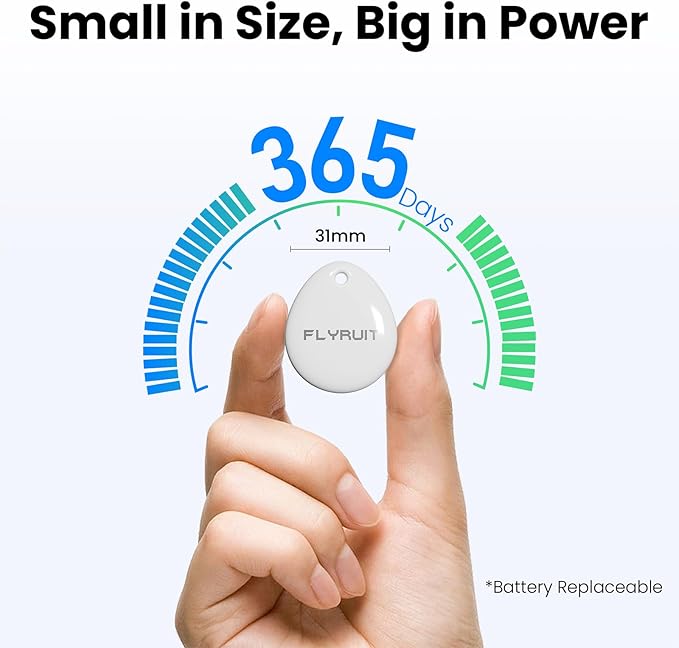 Tracker Tags 1-Pack for Apple Find My, Official MFi Certified, Smart Bluetooth Key Finder, Tracking Device for iPhone, Mini Finder Locator for Luggage, Backpack, Wallet, Bags, Dog, Pet, Camera, eBike