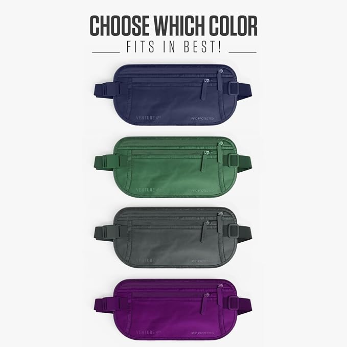 Travel Money Belt, RFID Blocking for Men & Women - Ideal for Keeping Your Cash, Credit Card, Passport, Phone Safe When Traveling (Sleek Navy Blue)