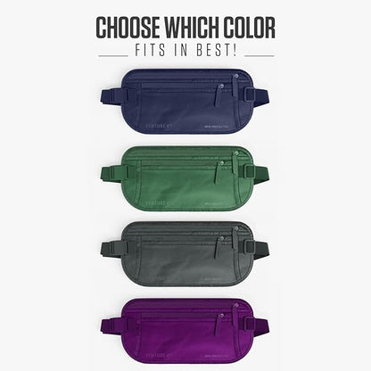 Travel Money Belt, RFID Blocking for Men & Women - Ideal for Keeping Your Cash, Credit Card, Passport, Phone Safe When Traveling (Sleek Navy Blue)