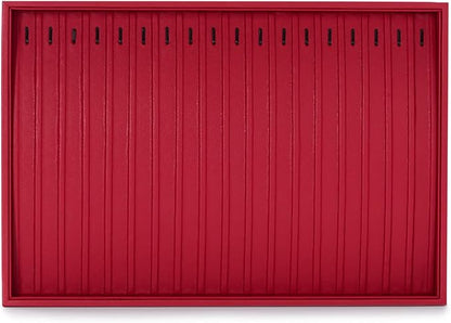 Oirlv Gorgeous Red Leather Jewelry Tray Necklace Bracelet Long Chain Storage Stackable Necklace Trays Jewelry Drawer Organizer