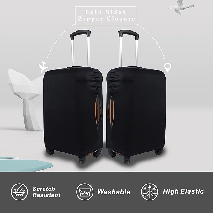 Explore Land Travel Luggage Cover Suitcase Protector Fits 31-32 Inch Case (Black, XL)
