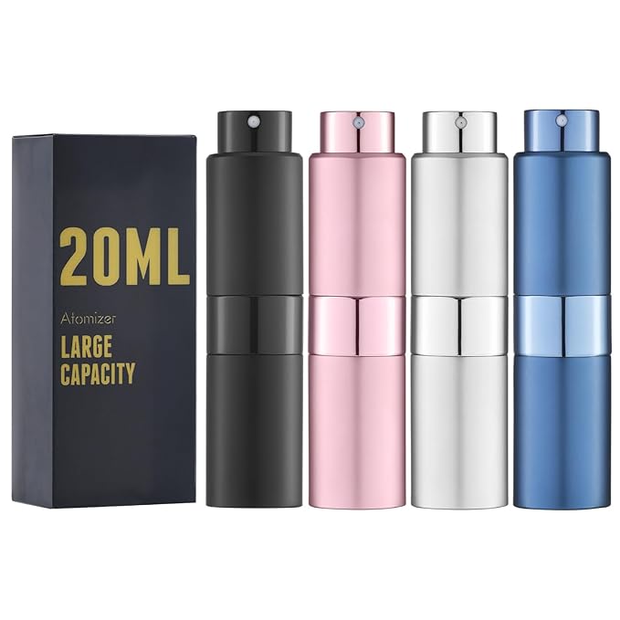 20ML Perfume Atomizer, 4PCS Travel Cologne Spray Bottle, Mini Empty Sprayer Dispenser