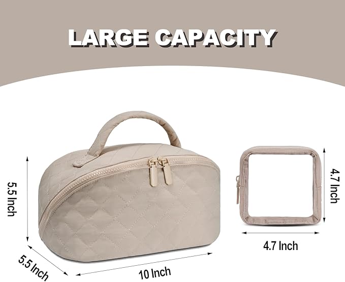 Makeup Bag,Quilted Puffer Cosmetic Bags,Travel Toiletry Bag for Women,Large Capacity Waterproof Make up Bag Set