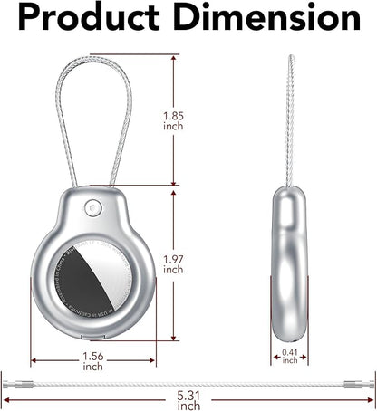 SPGUARD for AirTag Holder Metal Case with Keychain Full Protective Air Tag Cover for Apple Air TagHolder with Wire Cable Luggage Lock Keyring Key Chain Accessories for GPS Item Tracker for Kids