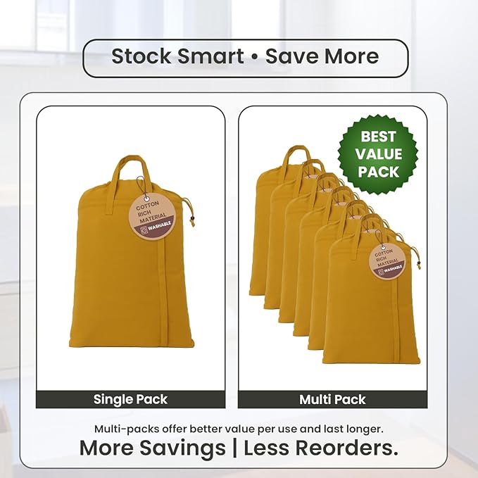 LFH Home Cotton Canvas Large Laundry Bag with Handle, Heavy Duty Drawstring Closure Washable Laundry Bags, School Travel, Home, Hotel, College Dorm, Organizer Sack, Toys Clothes 20x30-Yellow