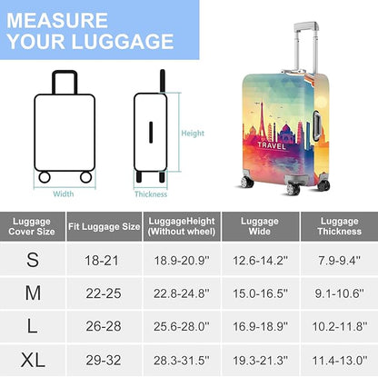 ANNA QUEEN Funny Travel Luggage Cover Suitcase Protector Suitcase Cover Anti-Scratch,Stretchable Fit for 18-32Inch Luggage,Travel Bag Cover Washable (Travel, M(fits 22-25Inch suitcase))