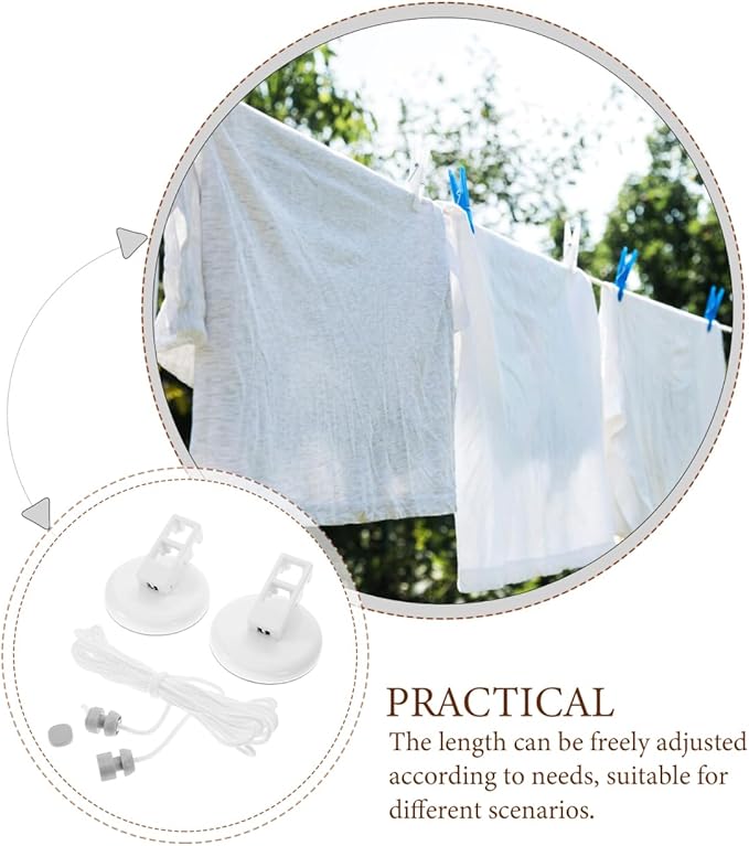 VOSAREA Retractable Laundry Line Suction Cup Easy-to-Hang PVC Clothes Line for Outdoor Portable Travel Clothesline