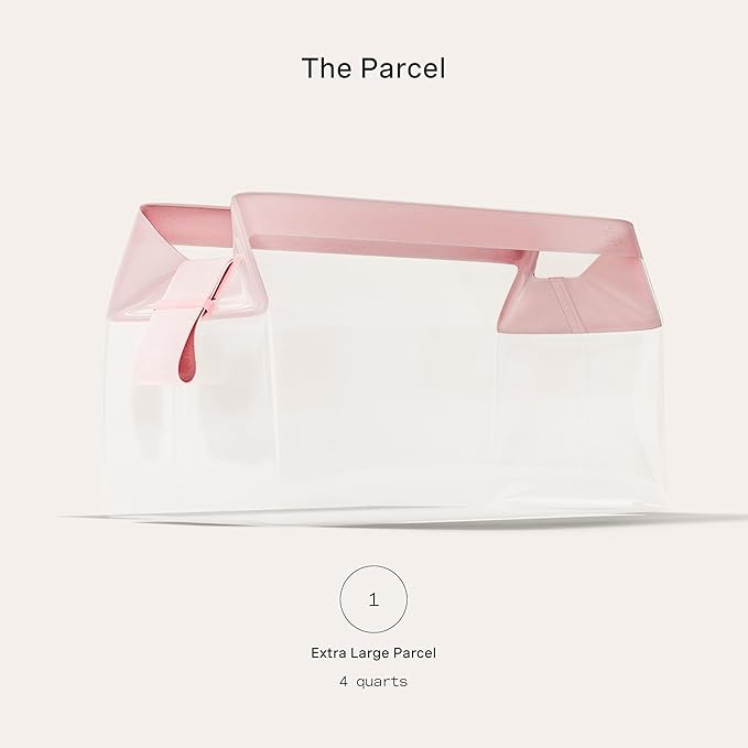 Cadence Parcel - Clear Kit with Magnetic Closure - Durable and Leak-Resistant Travel Toiletry Kit - Modular Design - Hygiene Bag for Travel Essentials - 4 Qt - Rose