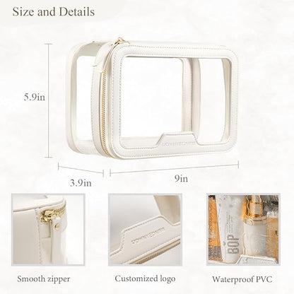 ROWNYEON Clear Makeup Case Toiletry Bag Multipurpose Travel Makeup Train Case Portable Cosmetic Organizer Transparent Storage Bag