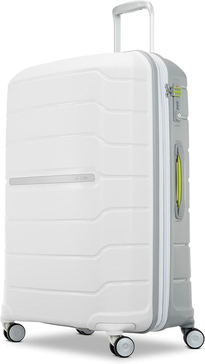 Samsonite Freeform 28-Inch Large Luggage with Dual 360° Spinner Wheels - Checked Suitcase - TSA Lock, Airline-Approved - Lightweight Durable Polypropylene Expandable Hardshell - White/Grey