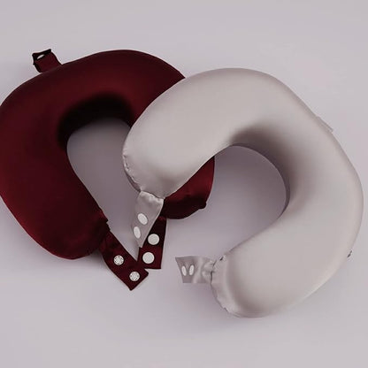 ROSEWARD Anti Wrinkle 100% Mulberry Silk Neck Pillow for Travel 22 Momme Real Silk Travel Pillow for Pain Relief Sleeping, Pure Organic Silk Airplane Pillow, Travel Essentials for Women Made in USA