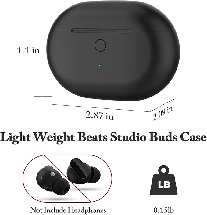 Jinstyles Replacement Charging Case Compatible with Studio Buds & Studio Buds+: Charger Case with Bluetooth Pairing Button, 660mAh Battery, Not Included Earbuds