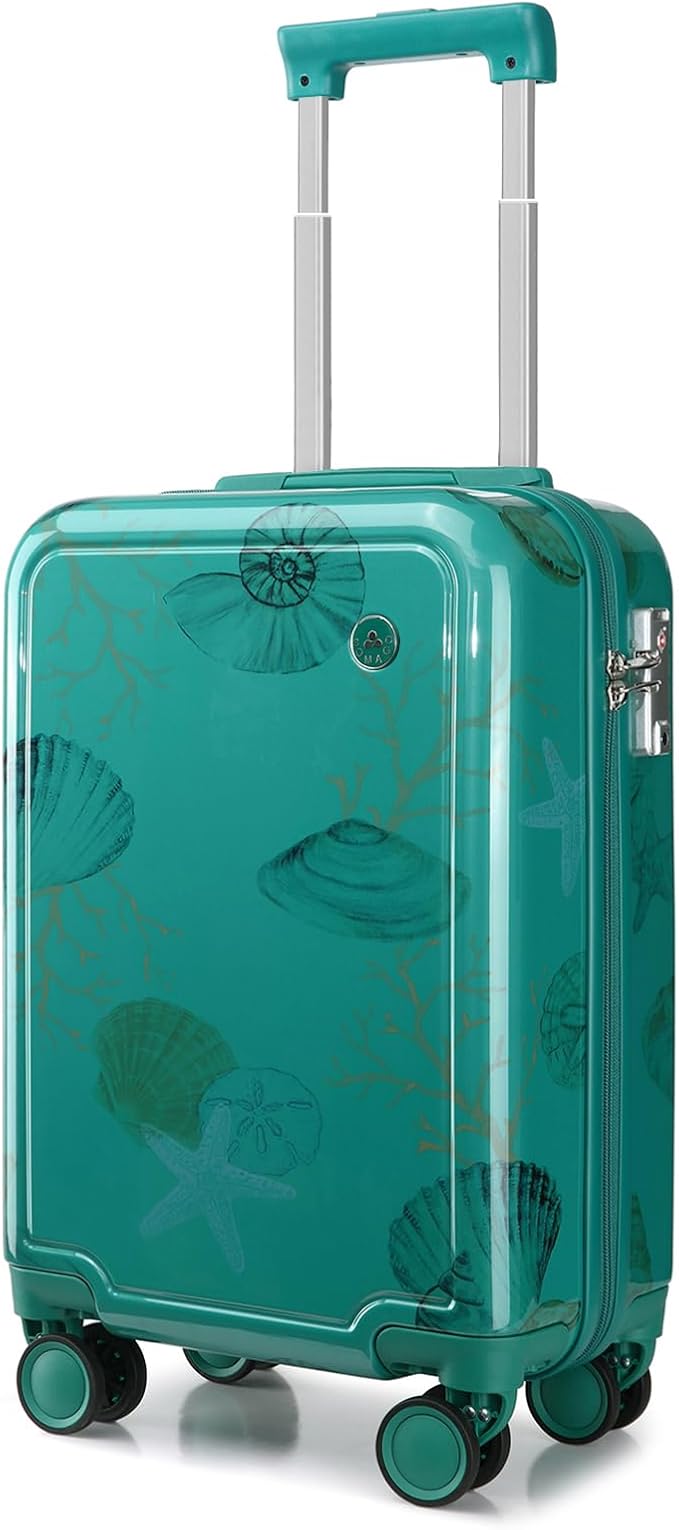 Somago Spinner 18" Hardside PC Carry on Suitcase with TSA Lock Lightweight Children Luggage(18inch, Seashell Blue)
