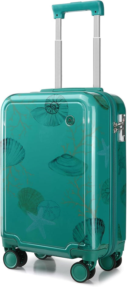 Somago Spinner 18" Hardside PC Carry on Suitcase with TSA Lock Lightweight Children Luggage(18inch, Seashell Blue)