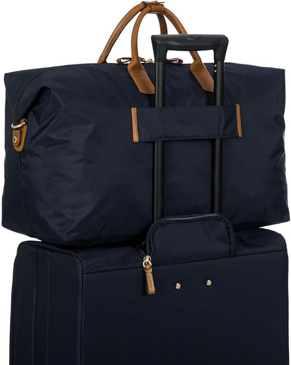 Bric's X-Travel Deluxe Duffle for Men and Women - Lightweight Overnight Carry On Travel Luggage with Tuscan Leather Trim and Sleeve Attachment - Water-Resistant Weekender or Gym-Ready Duffel