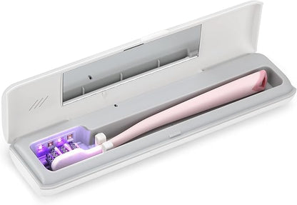 YourMate UVC Toothbrush Case Travel Toothbrush Covers Case for Houshold and Traveling Power by AA Battery or USB-C Cord White