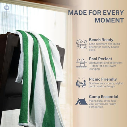 Cotton Turkish Beach Towel with Towels Oversized 30"x60" Pool Absorbent Extra Large Quick Dry Sand Travel Towel (Cabana Mix, 4 Pack)