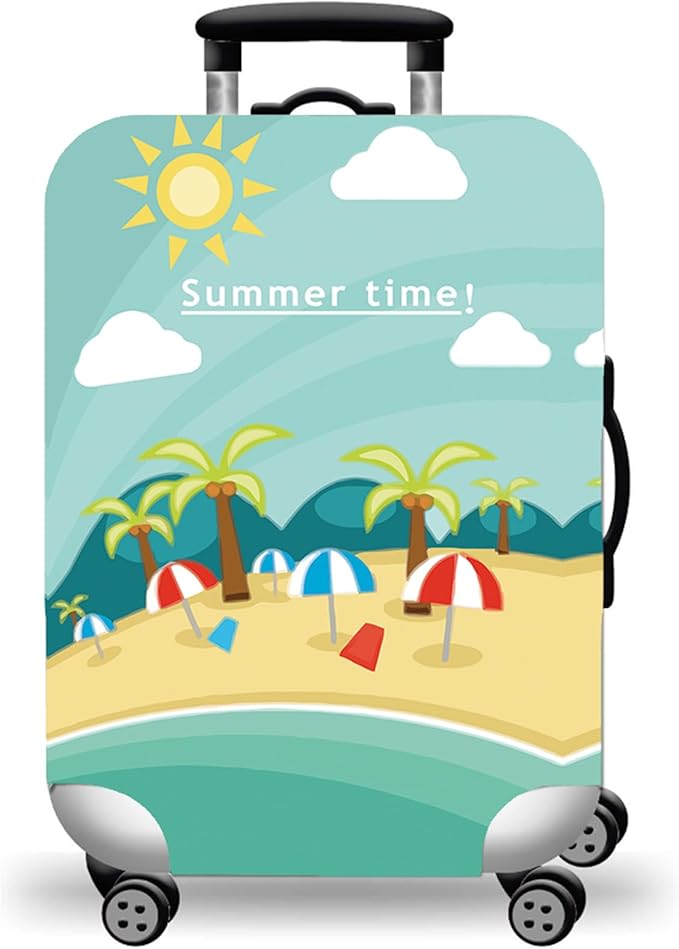 WUJIAONIAO Travel Luggage Cover Baggage Suitcase Cover Protector Skins 18-32 Inch (Beach, XL (for 29-32 inch luggage))