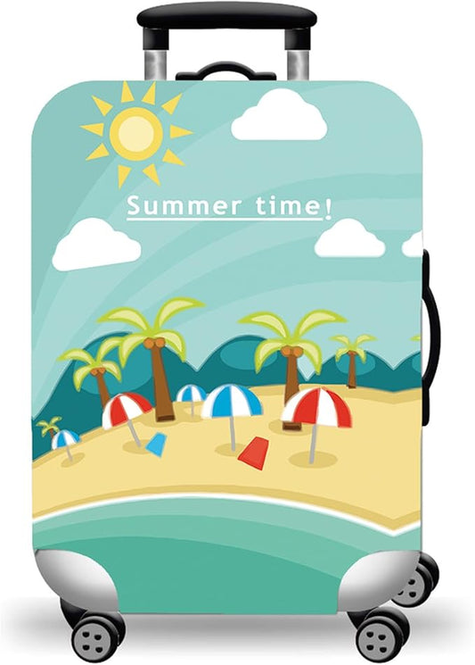 WUJIAONIAO Travel Luggage Cover Baggage Suitcase Cover Protector Skins 18-32 Inch (Beach, XL (for 29-32 inch luggage))