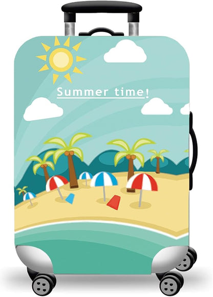 WUJIAONIAO Travel Luggage Cover Baggage Suitcase Cover Protector Skins 18-32 Inch (Beach, M (for 22-24 inch luggage))