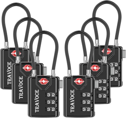 TSA Approved Luggage Locks, Travel Locks Which Also Work Great as Gym Locks, Toolbox Lock, Backpack and More, Black 6 Pack