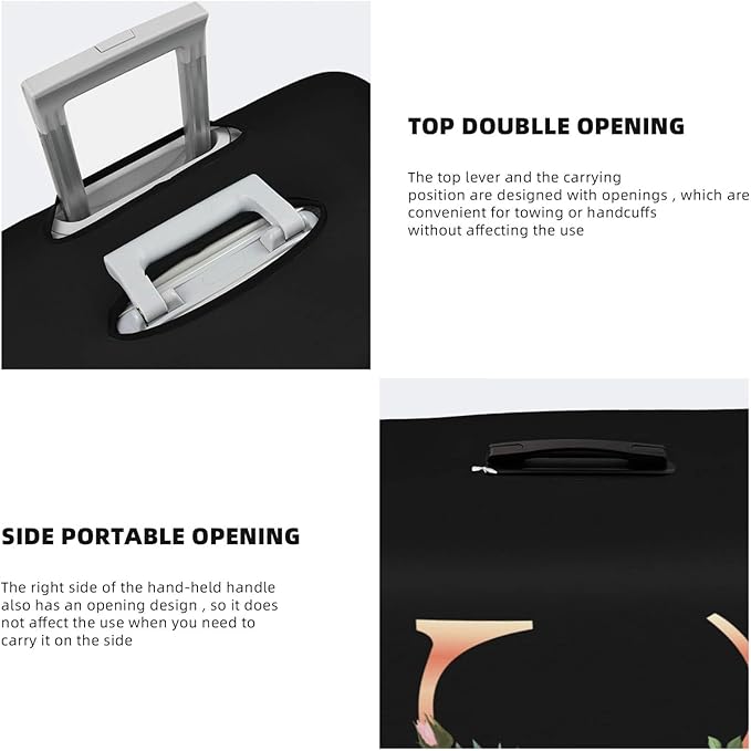 Floral Letter C Travel Luggage Cover Spandex Suitcase Protector Elastic Washable Stretch Suitcase Cover,Size M(Fit 22-24inch Suitcase)