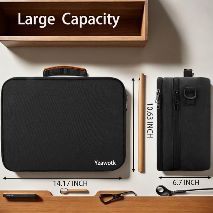 Extra Large Electronics Organizer Travel Case, Cable Organizer Bag with Shoulder Strap, Electronics Accessories Storage Double Layer Bags for Cord, Tablet, Headphone, Charger, Tools, DJ Gifts