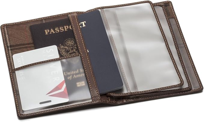 Tony Perotti Unisex Italian Bull Leather Executive Bifold Passport Cover Case in Brown