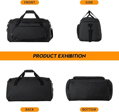 Gym Bag for Men - 55L Black Durable Large Duffle Bag for Travel, Workout, Fitness & Sport