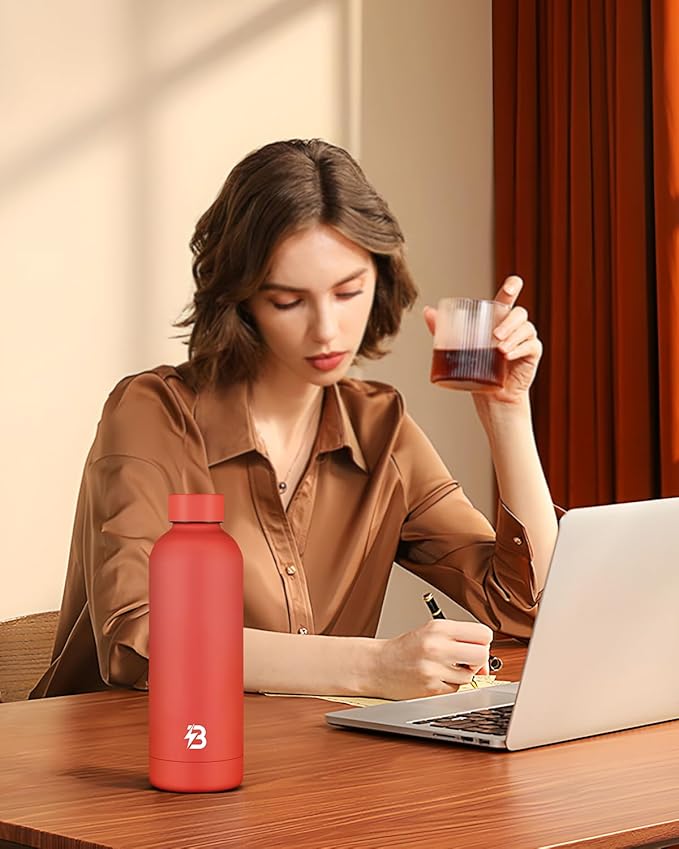 Insulated Water Bottle with Lid, 17 oz Reusable Leak-Proof Metal Stainless Steel Water Bottles for Travel, Sports, Gym, Outdoor (Red)